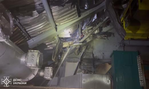 Damage inside Chernobyl power unit after drone attack.