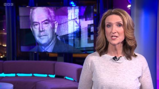 Victoria Derbyshire reporting on Huw Edwards' suspension from the BBC.