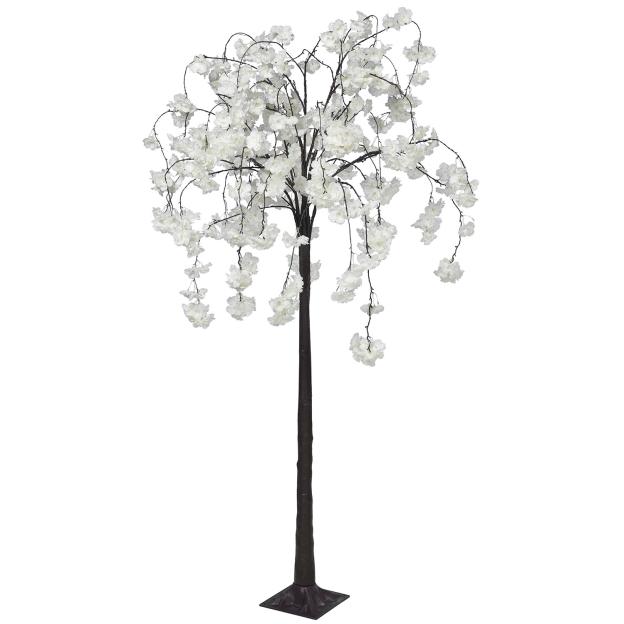 Artificial willow blossom tree with white flowers.