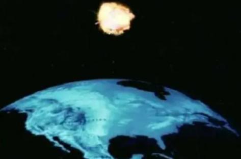 Electromagnetic pulse burst above Earth.