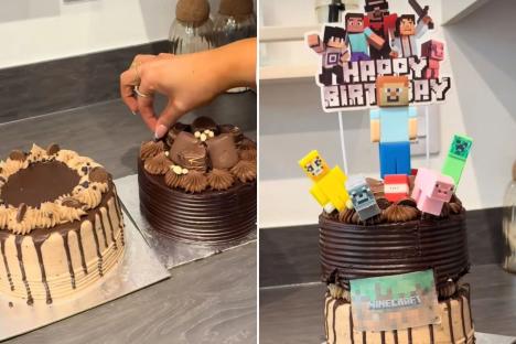 I wasn’t going to fork out for a professional birthday cake for my son, so made a Minecraft one myself with M&S bargains