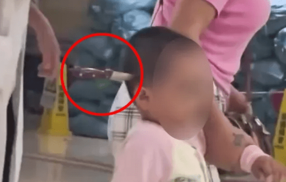 Moment toddler walks into hospital ‘with KNIFE in her head’ as mum claims blade ‘flew out of bed while changing sheets’