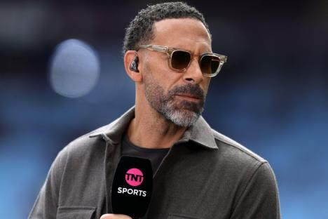 Alamy Live News. 3B6C62M Rio Ferdinand is pictured while working as a football pundit for TNT Sports . Premier League match, Aston Villa v Fulham at Villa Park in Birmingham on Saturday 3rd May 2025. this image may only be used for Editorial purposes. Editorial use only, pic by Andrew Orchard/Andrew Orchard sports photography/Alamy Live news This is an Alamy Live News image and may not be part of your current Alamy deal . If you are unsure, please contact our sales team to check.