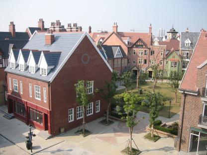 Aerial view of Thames Town in Songjiang.