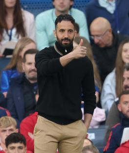 Ruben Amorim, Manchester United manager, giving a thumbs-up.