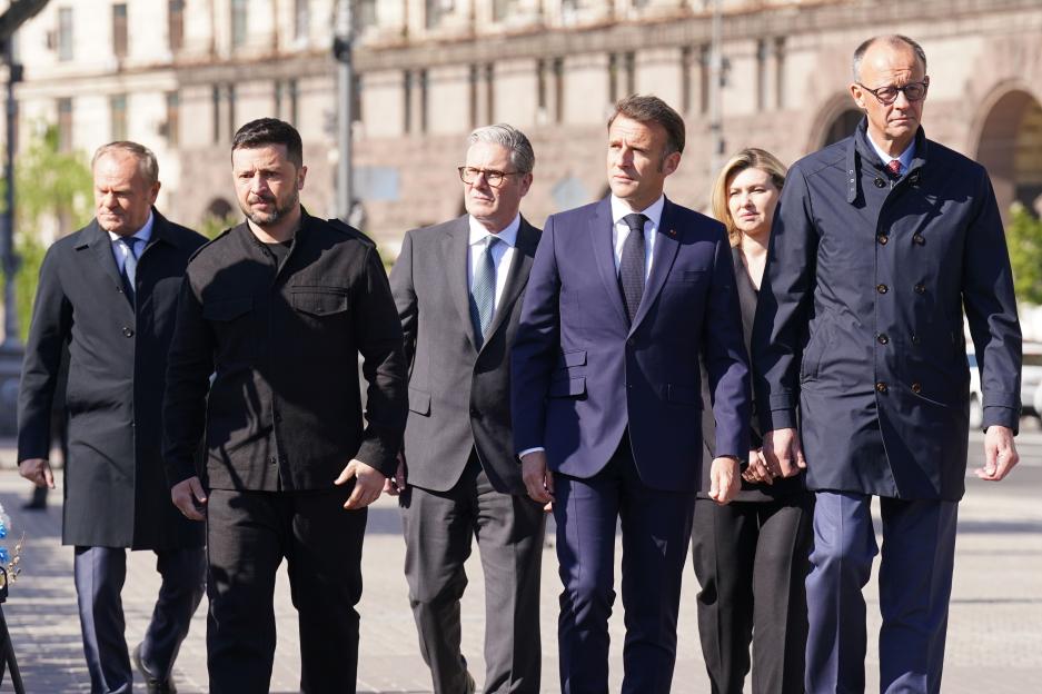 European leaders walking in Kyiv.