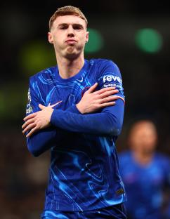 Cole Palmer of Chelsea celebrates a goal.