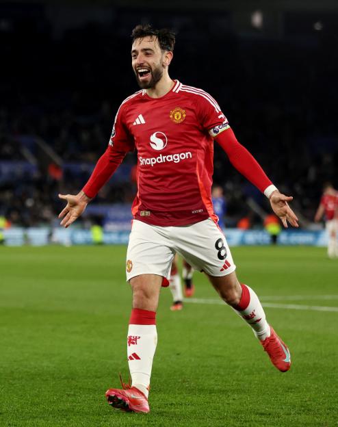 Manchester United's Bruno Fernandes celebrating a goal.