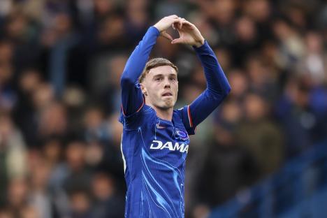 Cole Palmer of Chelsea celebrates scoring a goal.