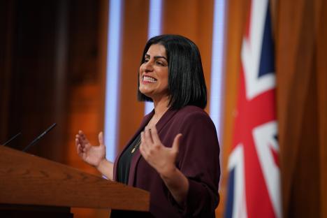 Shabana Mahmood giving a speech at a podium.
