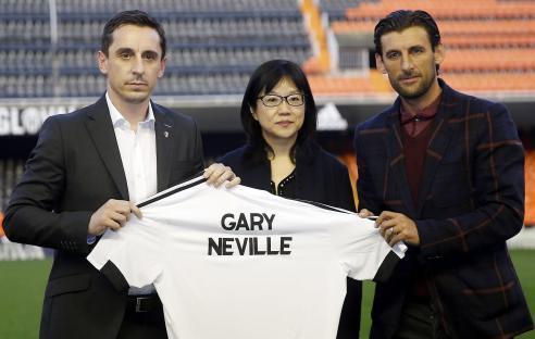Gary Neville's Valencia FC jersey unveiling.