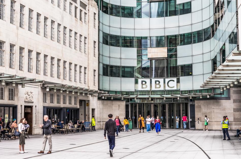 People outside the BBC headquarters in London.