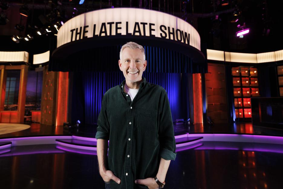 Patrick Kielty, host of The Late Late Show, on set.