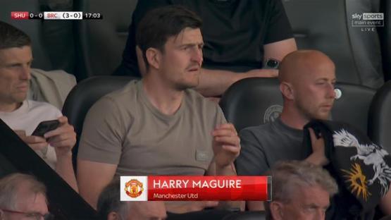 Harry Maguire of Manchester United watching a soccer match.