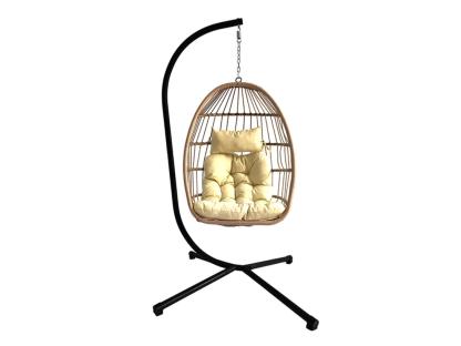 Hanging egg chair with cushions.