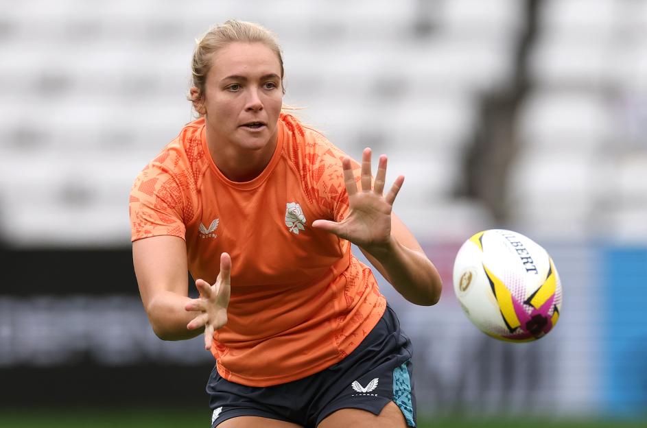 Zoe Aldcroft, England's rugby captain, in action.
