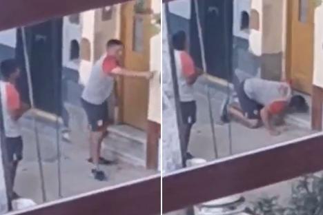 Diego Maradona’s former club forced to ask neighbours to give them their ball back as fans look on at comical scenes
