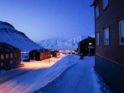 Longyearbyen, Svalbard at night.