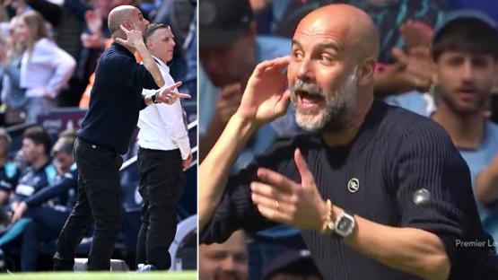 Pep Guardiola does an Ange Postecoglou with gesture to his own fans in bizarre scenes after Marmoush goal for Man City