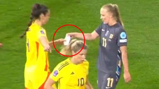 Cheeky moment England star STEALS opposition’s tactics instructions sparking fury with referee forced to step in