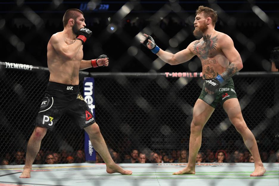Khabib Nurmagomedov vs. Conor McGregor UFC lightweight championship bout.