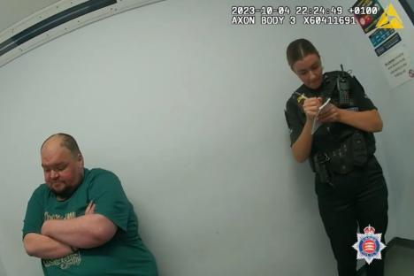 An image collage containing 1 images, Image 1 shows Handout video grab of Gavin Plumb, accused in a plot to kidnap, rape, and murder Holly Willoughby, during police questioning