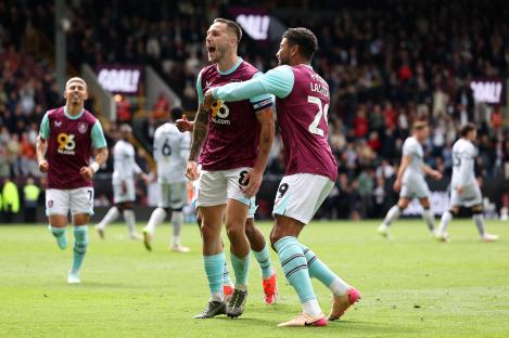 Josh Brownhill of Burnley celebrates scoring a goal.
