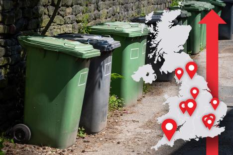 Map shows worst council hiking bin and waste costs by up to £124 per year – is YOURS on the list?