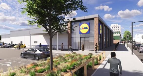 Rendering of a new Lidl store.