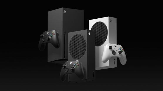 Xbox Series X and S consoles with controllers.