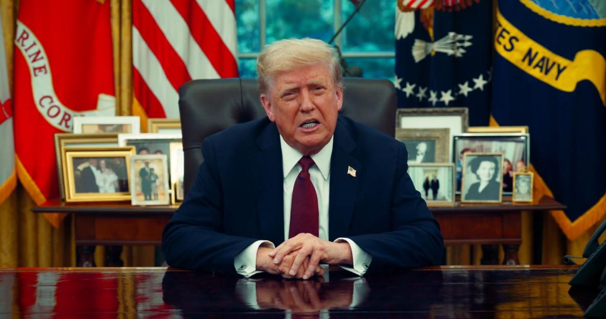 President Trump delivering a statement.
