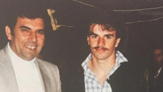 A young Ange Postecoglou (R) with his dad Jim