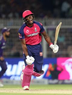 Jofra Archer of the Rajasthan Royals celebrating during an IPL cricket match.