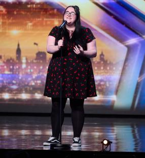 Stacey Leadbeatter singing on Britain's Got Talent.
