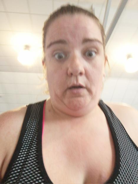 Woman looking surprised.