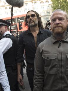 Russell Brand arriving at Westminster Magistrates' Court.