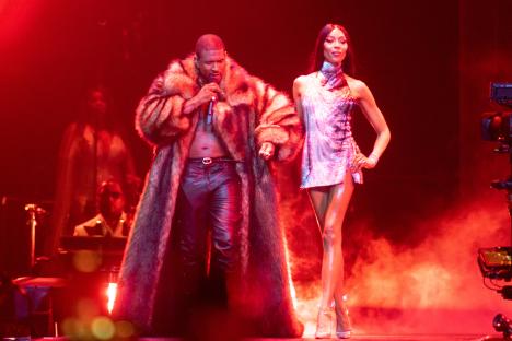 Naomi Campbell and Usher at a concert.