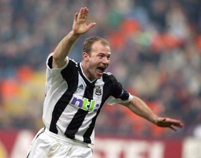 Alan Shearer celebrating a goal.