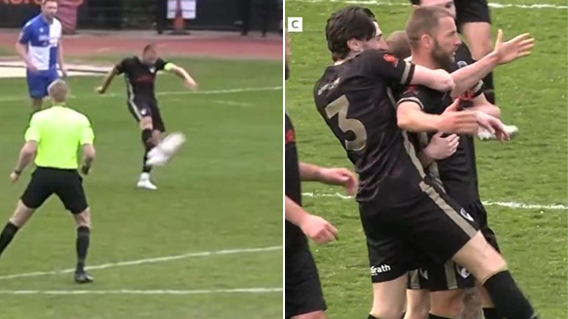 National League South star scores goal from inside OWN penalty area to complete stunning hat-trick