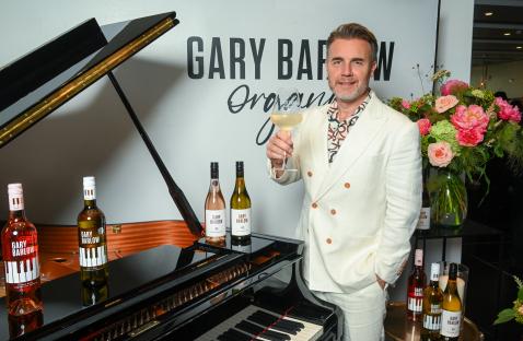Gary Barlow at the launch of his new organic wines.