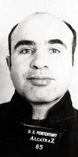 Mugshot of Al Capone at Alcatraz Penitentiary.