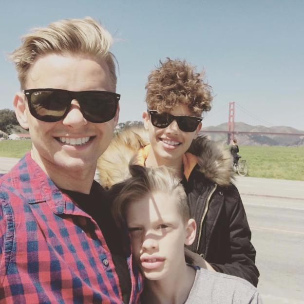 Jeff Brazier with his girlfriend Kate Dwyer and his two sons.