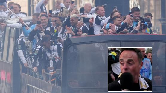 Ant and Dec lead Newcastle stars’ bus parade as hundreds of thousands line streets to celebrate their heroes