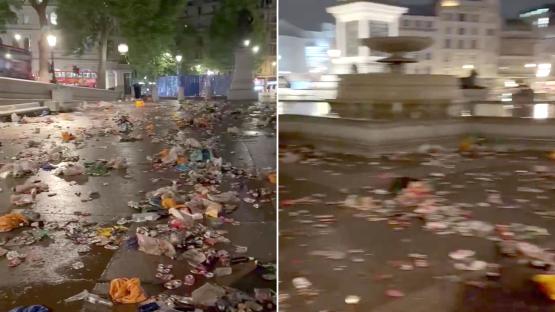 ‘Absolutely disgusting’ – Sunderland fans blasted after footage of how Trafalgar Square was left following party emerges