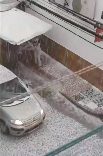 Hailstorm in AlhaurÃn el Grande, Spain.