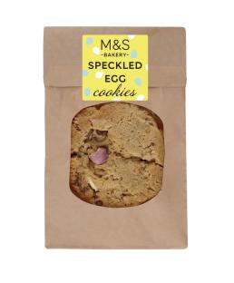 M&S speckled egg cookie in a brown paper bag.
