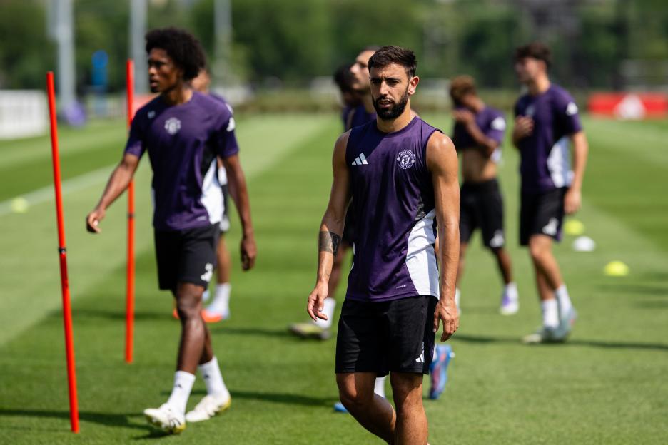 Bruno Fernandes of Manchester United in training.