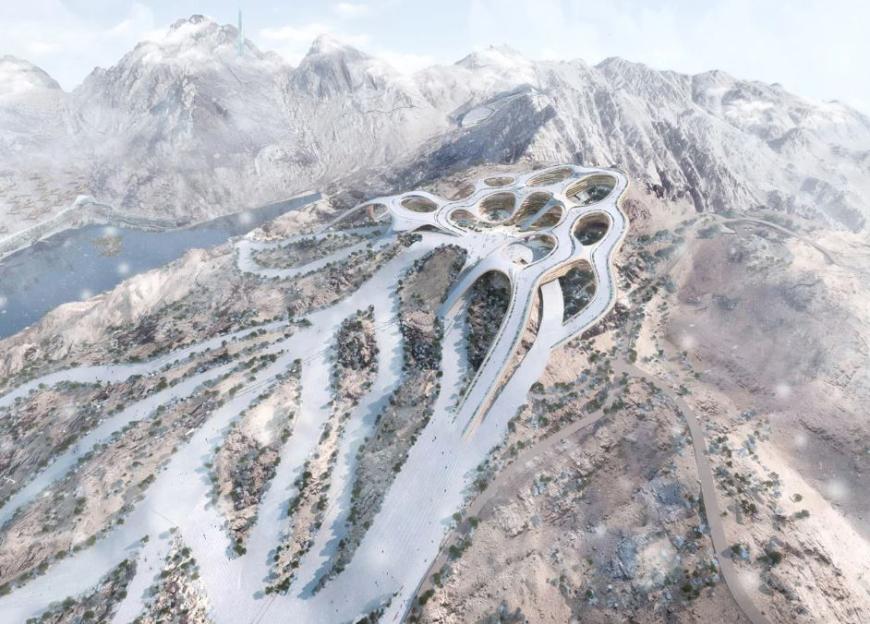 Illustration of a proposed ski resort in Saudi Arabia.