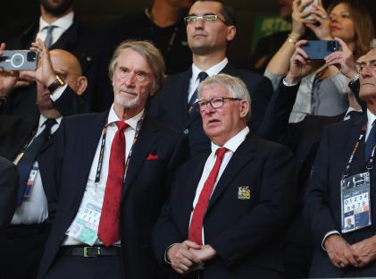 Sir Jim Ratcliffe and Sir Alex Ferguson at a UEFA Europa League Final.