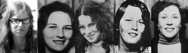 Collage of photos of the ten girls murdered by Rose West.